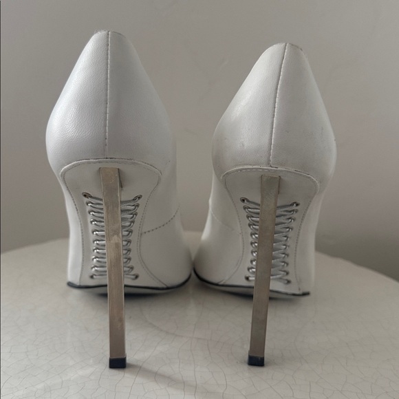 Gianmarco Lorenzi White Leather Stiletto Heels Pointed Toe Corset Soles Size 36 - Picture 11 of 12